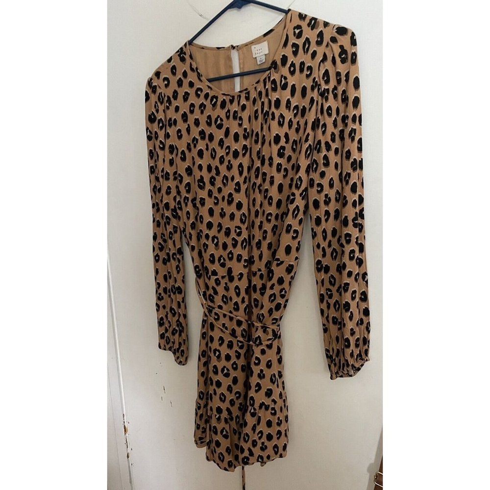 A New Day Leopard Print Dress boho lg casual target 56$ retail vacation animal L